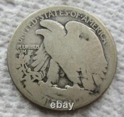 1921-D Walking Liberty Silver Half Dollar Rare Key Date Cleaned Scratched Filler