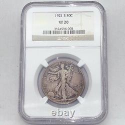 1921-S 50C NGC VF20 Walking Liberty Silver Half Dollar 596008