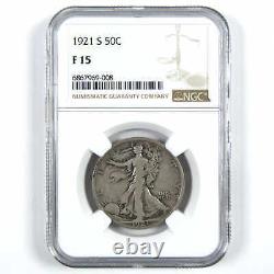 1921 S Liberty Walking Half Dollar F 15 NGC Silver 50c Coin SKUI14459