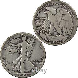 1921 S Liberty Walking Half Dollar F Fine Details 90% Silver 50c US Coin