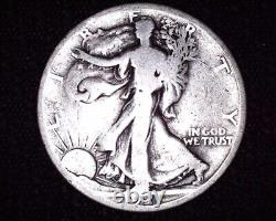 1921 S Silver Walking Liberty Half Dollar Key Date Only 548,000 Minted #WL410
