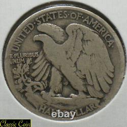 1921-S U. S. Silver Walking Liberty Half Dollar 50c Fine Details 90% Sil. Key Date