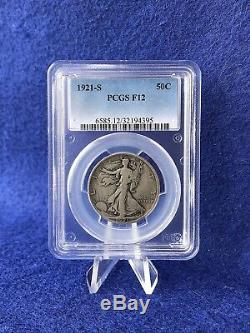 1921-S WALKING LIBERTY HALF DOLLAR 50c SEMI-KEY COIN PCGS F12 FINE