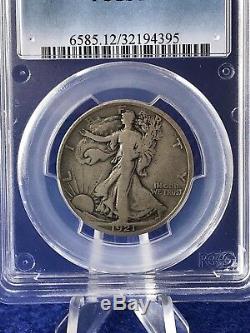 1921-S WALKING LIBERTY HALF DOLLAR 50c SEMI-KEY COIN PCGS F12 FINE