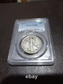 1921-S WALKING LIBERTY HALF DOLLAR 50c SEMI-KEY COIN PCGS VG 8 VERY GOOD