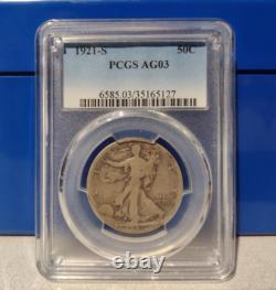 1921-S Walking Liberty Half Dollar 50C PCGS AG03 Key Date Lowball Rare