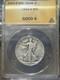 1921 S Walking Liberty Half Dollar Anacs G-6 Key Date Silver Slabbed 50c