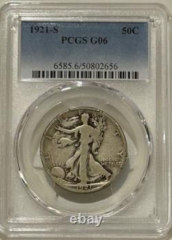 1921 S Walking Liberty Half Dollar PCGS G6 Only 548k Minted