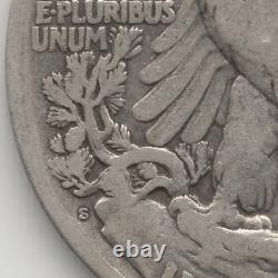 1921 S Walking Liberty Half Dollar, VG-VG+, scratched