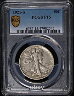 1921-S Walking Liberty Half PCGS F15 Nice Eye Appeal Nice Strike