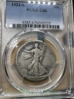 1921 S Walking Liberty Silver Half Dollar Coin PCGS Certified G-6