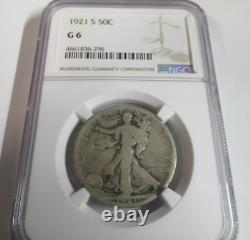 1921-S Walking Liberty Silver Half Dollar NGC G-6 #013