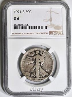 1921-S Walking Liberty Silver Half Dollar NGC G-6