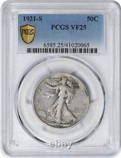 1921-S Walking Liberty Silver Half Dollar VF25 PCGS