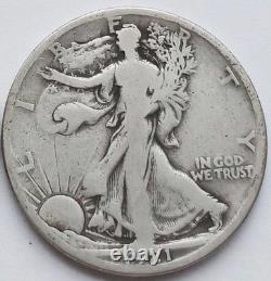 1921-S Walking Liberty Silver Half Dollar VG Details, Key Date 50C