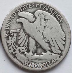 1921-S Walking Liberty Silver Half Dollar VG Details, Key Date 50C