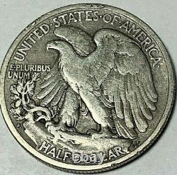 1921 S Walking Liberty silver half dollar, VF, SCARCE DATE
