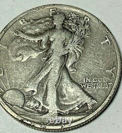 1921 S Walking Liberty silver half dollar, VF, SCARCE DATE