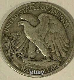 1921 S Walking Liberty silver half dollar, VF, SCARCE DATE