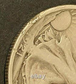 1921 S Walking Liberty silver half dollar, VF, SCARCE DATE