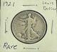 1921 Walking Liberty Half Dollar, Circulated, Key Date