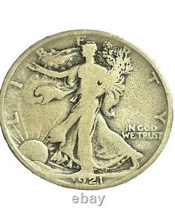 1921 Walking Liberty Half Dollar, Circulated, KEY DATE