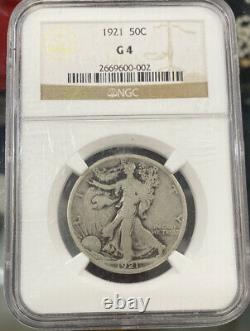 1921 Walking Liberty Half Dollar, Semi-KEY Date Silver 50C Coin NGC G 4