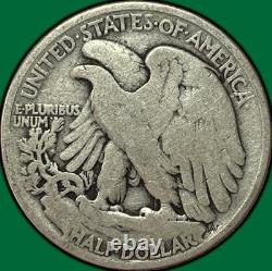 1921 Walking Liberty Half Dollar Very Good VG Coin, Rim Bump #34164