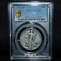 1921-d Walking Liberty Half Dollar Pcgs Vg-10 50c Very Good Choice Trusted