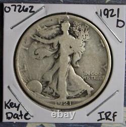 1921-d Walking Liberty Silver Half Dollar Key Date Collector Coin Free Shipping