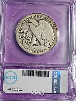 1921-s Walking Liberty Half Dollar. Certified Icg Ag3