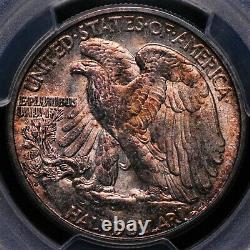 1923 S Walking Liberty Half Pcgs Ms 63 Glassy Silver Luster With Mottled Amber