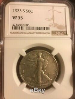 1923-s walking Liberty half dollar, scarce NGC VF35