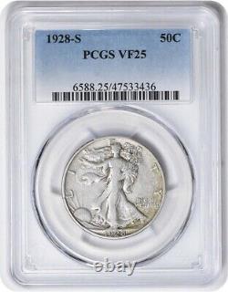 1928-S Walking Liberty Silver Half Dollar VF25 PCGS