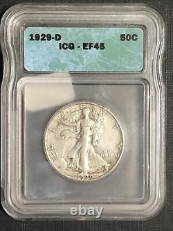 1929-D Walking Liberty Half Dollar ICG XF45