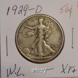 1929 D Walking Liberty Half Dollar Xf+ Extremely Fine Plus