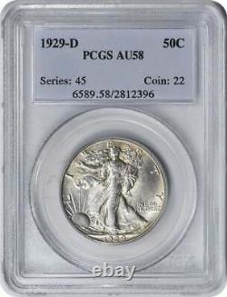 1929-D Walking Liberty Silver Half Dollar AU58 PCGS