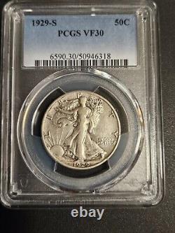 1929-S Liberty Walking Half Dollar PCGS VF30 Mintage Of 1,902,000
