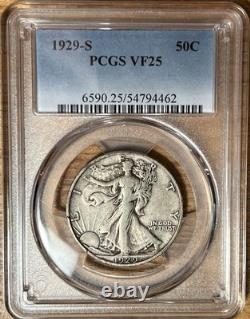 1929-S Walking Liberty Half Dollar PCGS VF25 Only 1,902,000 Minted