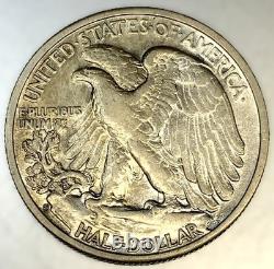 1929 S Walking Liberty Silver Half Dollar 50 Cent 90% Silver AU Condition 2049