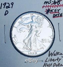 1929-d Gem Bu+++ Brilliant Uncirculated! U. S. Walking Liberty Half Dollar. E6