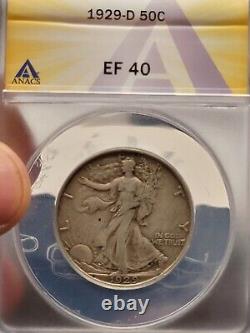 1929 d walking Liberty Half Dollar Old Silver Coin