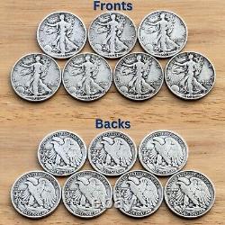 1930s Walking Liberty Coin Set, All 7 Years, Each Mint Present, 7 Coin Set