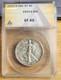 1933-s Walking Liberty Silver Half Dollar 50c Anacs Ef 45 Straight Grade