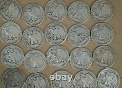 1934-1939 Walking Liberty Silver Half Dollars Roll Of 20 M-4686