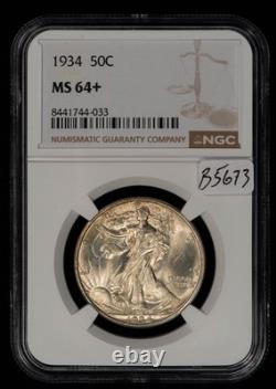 1934 50c Walking Liberty Silver Half Dollar Flashy PQ- NGC MS 64+ Plus B5673