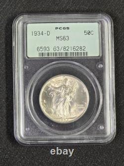 1934-D Walking Liberty Silver Half Dollar 50C PCGS MS 63 Walker OGH GASKET HOLD
