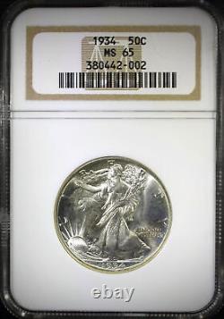 1934 Liberty Walking Liberty Half Dollar NGC MS-65- Mint State 65 Sharp