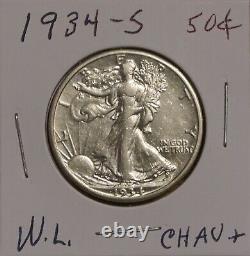 1934 S Walking Liberty Half Dollar-ch Au+ Choice About Uncirculated Plus