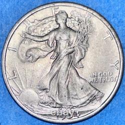1934 Walking Liberty Half Dollar Bright White Gem